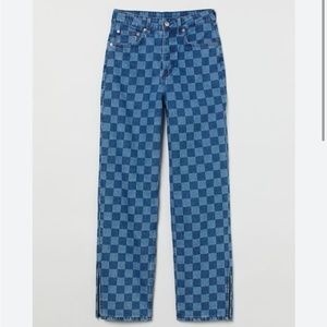 H&M Checkerboard Straight Denim